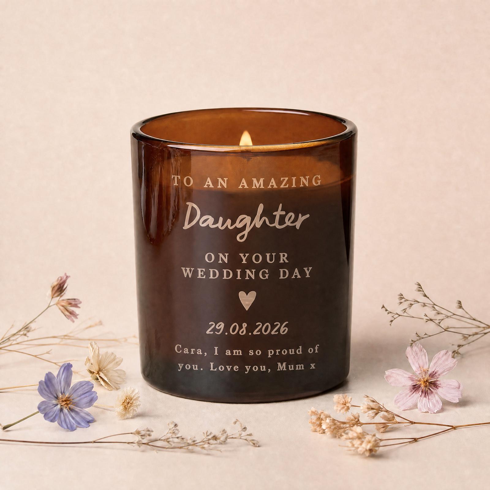 Daughter Wedding Gift Candle, Personalised Soy Wax Scented Candle
