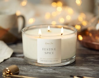 Scented Luxury 3 Wick Candle Christmas Gift, Christmas Scented Candle