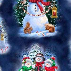 QT Fabrics - Bonhomme de neige Vacances - Vignettes de bonhomme de neige