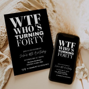 40th Birthday Invitation for Men, funny Adult Birthday Invitation, Digital Invitation, Birthday Invite for him, Surprise Party