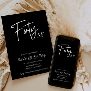 Convite de aniversário de 40 anos, convite de aniversário para mulheres, convite de aniversário para homens, convite eletrônico, convite para iphone, convite editável