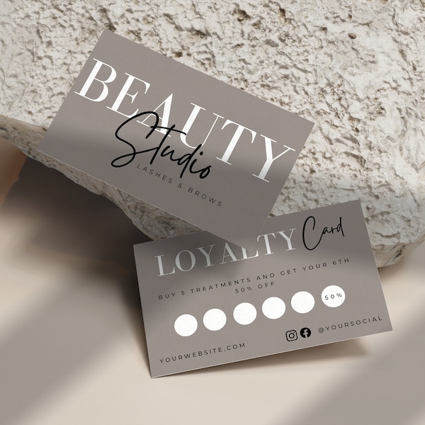 Loyalty Card Template, Printable Loyalty Card, Beauty Rewards Card, Modern, Lash, Nails, Waxing, Hair, Salon, Spa, Makeup, A01