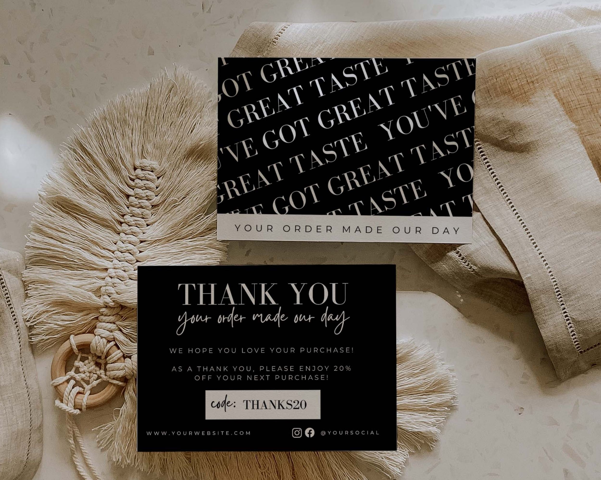 Small Business Thank You Card Template, Thank You Insert, Handmade