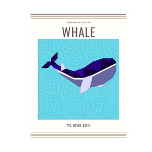 PDF Patchwork Whale - FPP Block, English Paper Piecing /Patchwork Pattern/Quilt block/Pattern PDF Download