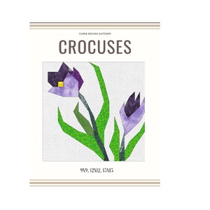 Crocuses - Block, Foundation Paper Piecing  /Patchwork Pattern/Quilt block/Pattern PDF Download Foundation Paper Pieced