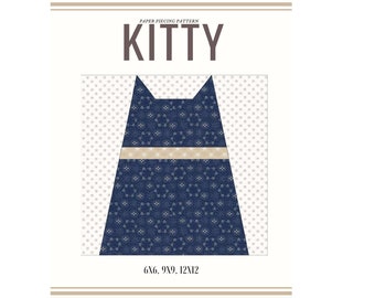 PDF Patchwork Kitty - Block, Foundation Paper Piecing  /Patchwork Pattern/Quilt block/Pattern PDF Download