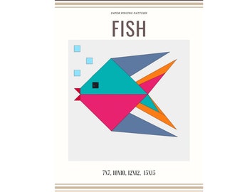 Fish - Block Anleitung/Foundation Paper Piecing /Patchwork Pattern/Quilt block/Pattern PDF Download