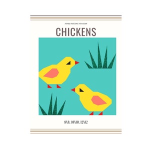 PDF Patchwork Chickens - Block, Foundation Paper Piecing  /Patchwork Pattern/Quilt block/Pattern PDF Download