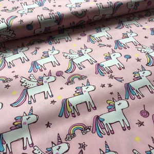 cotton poplin unicorn pink 100% cotton 100 cm, 50 cm, 33 cm girl cotton fabric unicorn cotton poplin in super quality