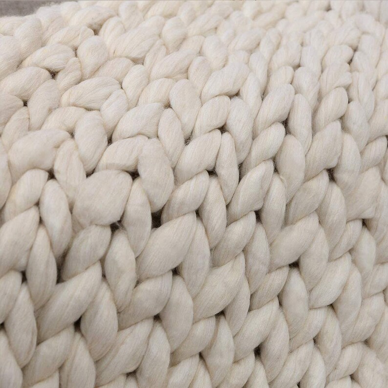 Beige, Chunky Knit Blanket Handmade Knitting Warm Knitting Throw Blanket Handmade Knitting different Dimensions Bild 3