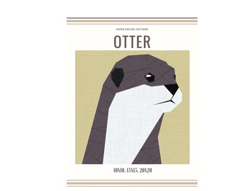PDF Patchwork Otter - blok/Engels Paper Piecing /Patchwork Patroon/Quilt blok/Patroon PDF Download