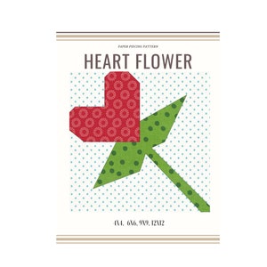 PDF Patchwork Fiore del cuore-Block/Blocco di carta inglese /Patchwork Pattern/Quilt block/Pattern PDF Download