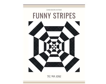 Funny stripes- Block/ Paper pieced quilt patterns pdf  /Patchwork Pattern/Quilt block/Pattern PDF Download Anleitung