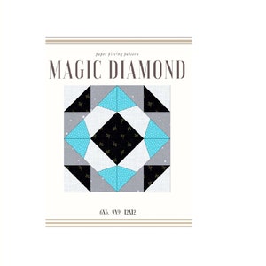 Instruktioner för Magic Diamond Block/Foundation Paper Piecing/Patchworkmönster/Quiltblock/Mönster PDF-nedladdning