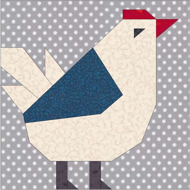 PDF Patchwork Chicken - Block, Foundation Paper Piecing /patchwork ...