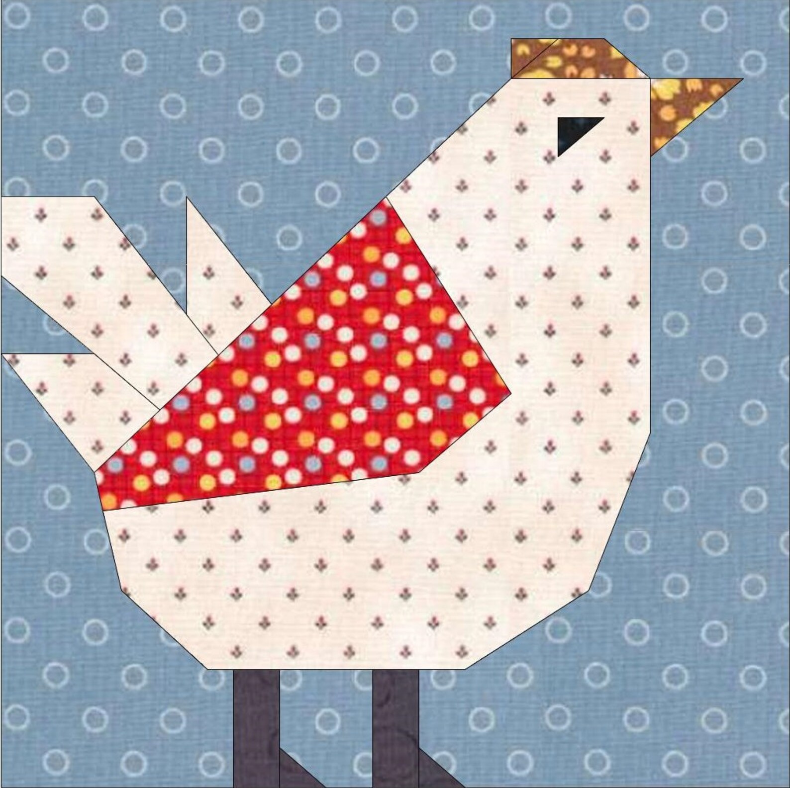 PDF Patchwork Chicken - Block, Foundation Paper Piecing /patchwork ...