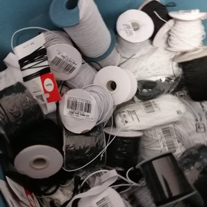 Restposten! Rundgummi, elastische Seilschnur, Gummiband, Gummikordel, Nylonfaden Mischkarton.
