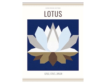 Lotus - Blok/paper pieced quilt patronen pdf/Patchwork patroon/Quiltblok/Patroon PDF Download Anleitung