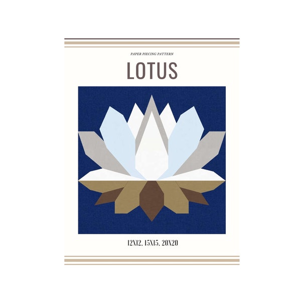 Lotus - Bloco/papelado de padrões de colchas pdf/Patchwork Pattern/Quilt block/Pattern PDF Descarregar Anleitung
