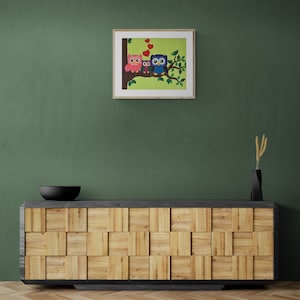 DIY Sewing Instructions and Pattern for Patchwork Picture, Patchwork &quot;Owl Family&quot;. Download