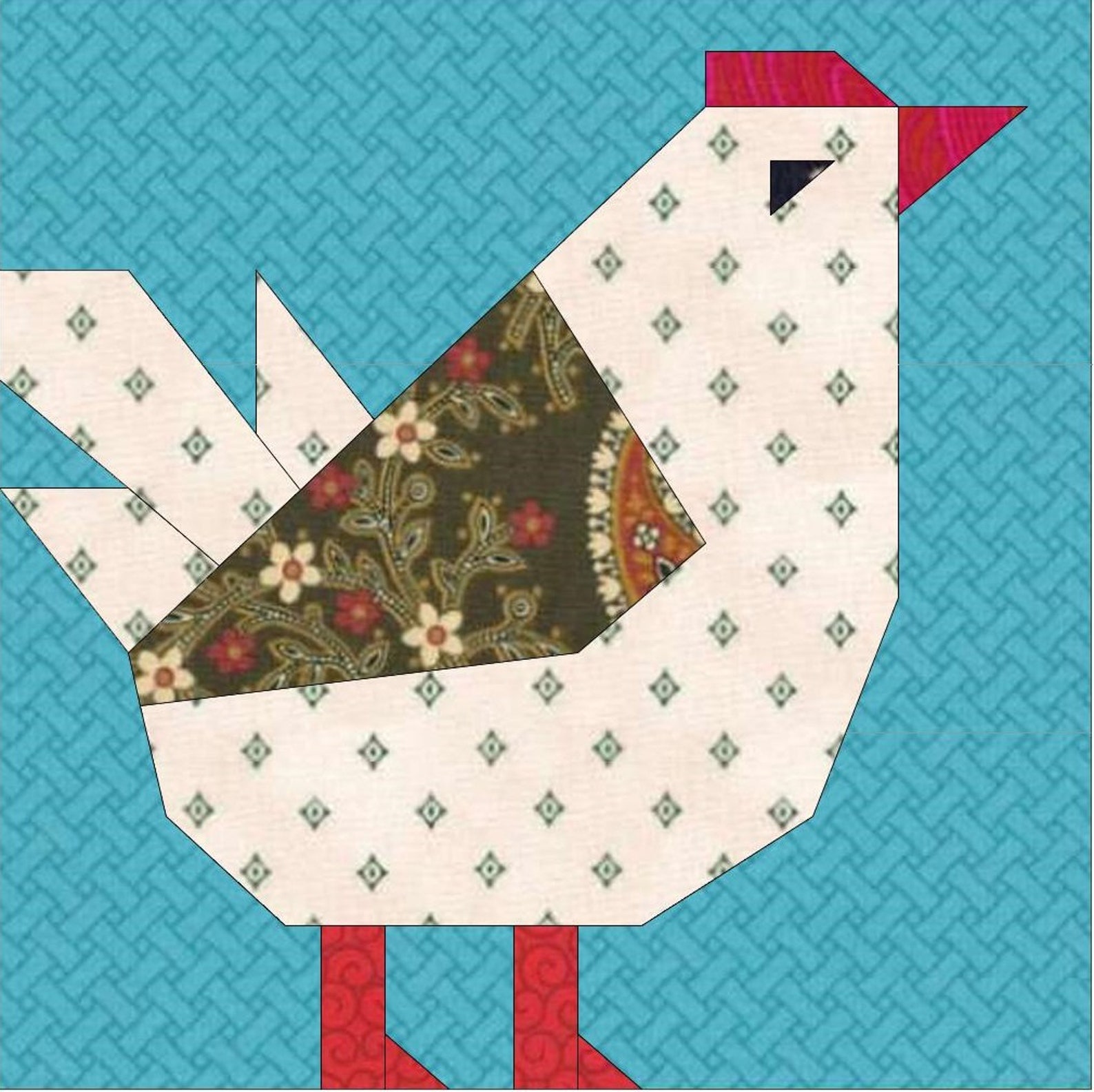 PDF Patchwork Chicken - Block, Foundation Paper Piecing /patchwork ...