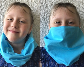 Scarf enrolment gift,  scarf as face mask 1 or 2coloured (double-sided) made of cotton with ear loops 70 variants