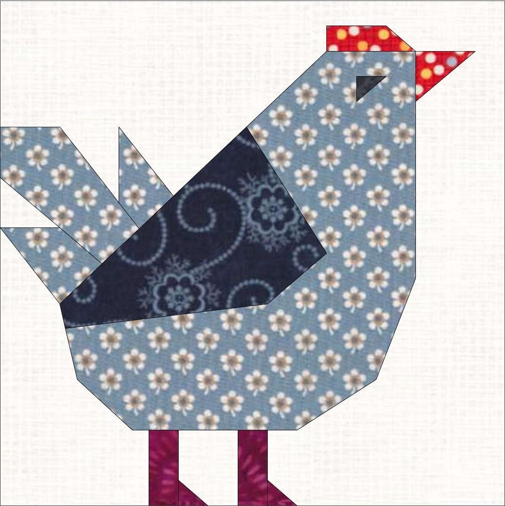 PDF Patchwork Chicken - Block, Foundation Paper Piecing /patchwork ...