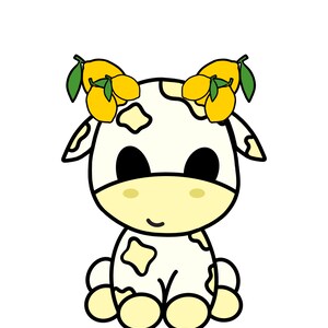 Lemon Fruit Themed Cow Design Print