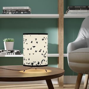 Tripod Lamp, Bird Silhouette Lamp Shade, Minimalist Decor, Unique Lighting, Home Accent for Living Room, Bedroom, Gift Idea