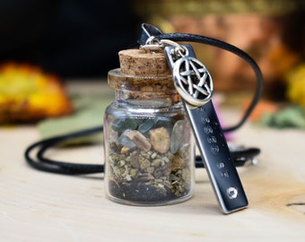 Protección hechizo botella colgante altar pieza