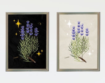 Lavender - Art Print A4, Botanical wall decor, Witchcore, Cottagecore