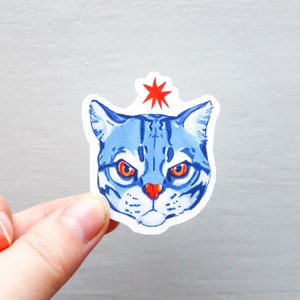 Ocelot Angry Cute Star Matte Vinyl Sticker