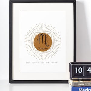 Scorpio Zodiac sign Digital print- Astrology wall art, home decor, Scorpio theme