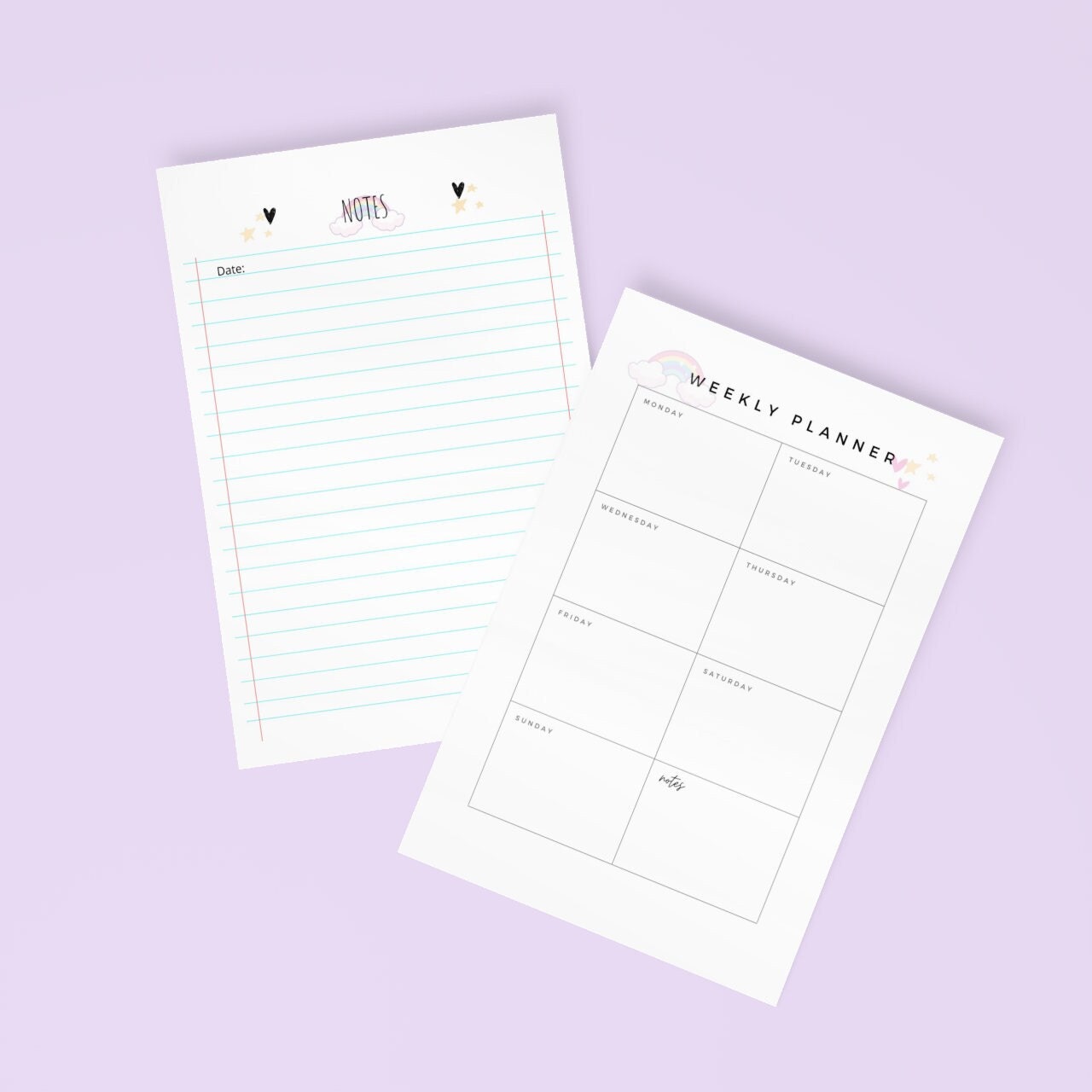 Unicorn and Rainbow Themed Printable Planner Bundle, Daily Planner ...