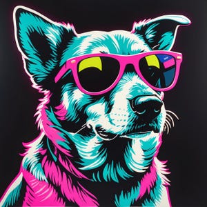 Perros con gafas, vol. 1: paquete de 12 archivos JPG Perros coloridos con gafas de sol: 12 archivos JPG + guía de Etsy POD: descarga instantánea