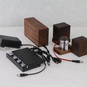 HOHOKA Lampenstromquelle | DC 12V Batteriestromquelle | Batteriekasten aus Holz
