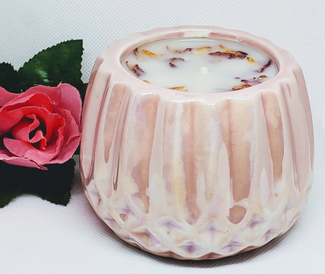 Hand-Picked Dried Oregon Flowers 6oz Rose Garden Soy Candle Hand Poured