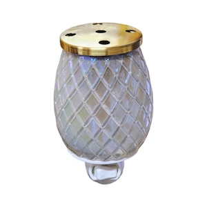 Iridescent Glass Plug-In Wax Warmer with Gold Accent Lid wax tart oil burner fragrance warmer
