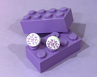 Purple Leopard Print brick Stud Earring