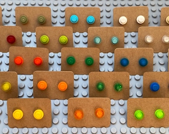 Round brick stud earrings