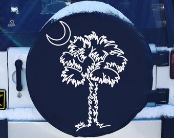 Funda para neumáticos con diseño de palmera: resistente y a prueba de la intemperie.