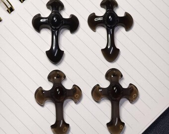 Pendentif croix en obsidienne - Pierre naturelle, deux styles disponibles