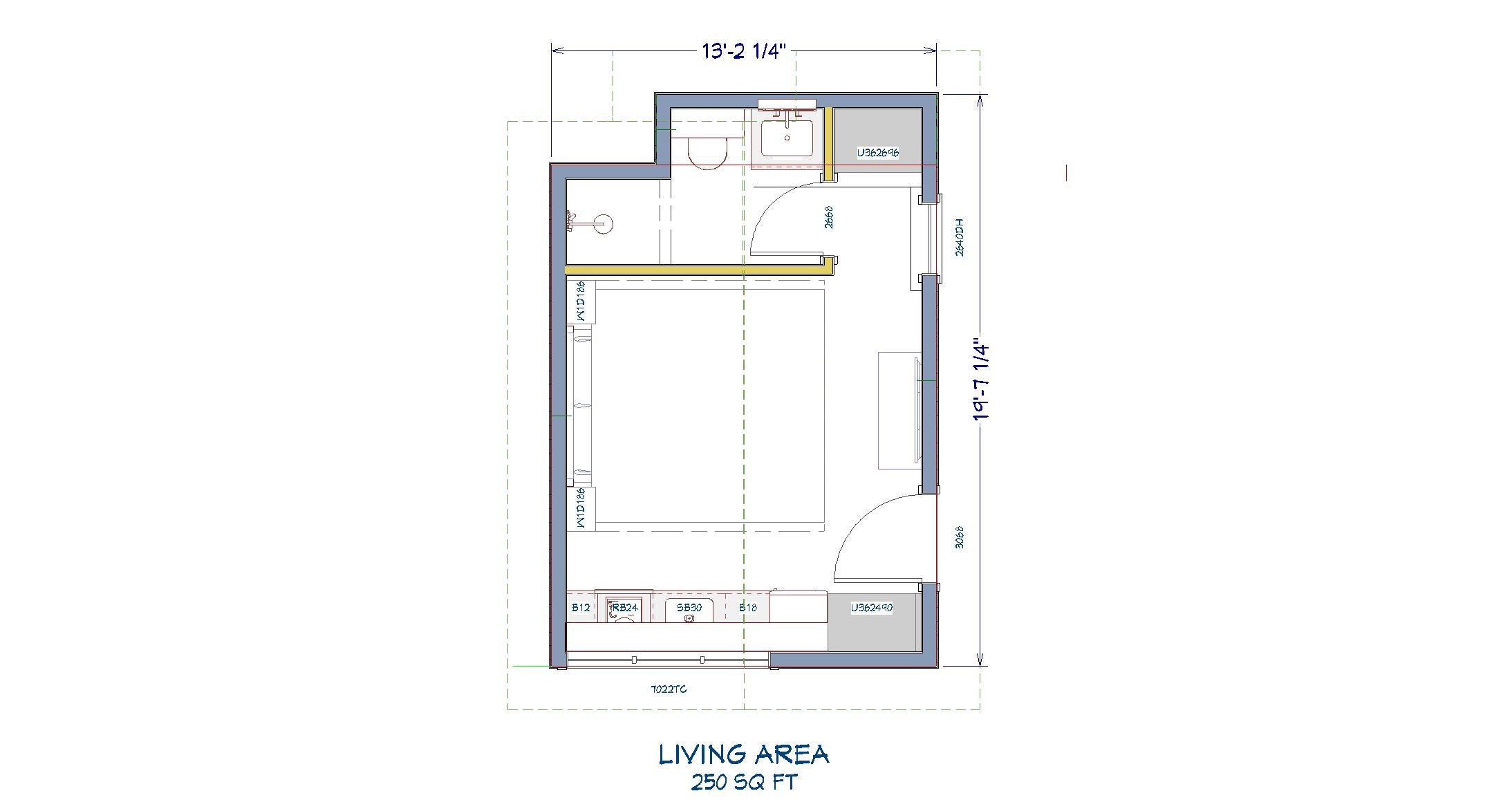 250 Square Foot Studio House Design Plans for Sale PDF & DWG Files