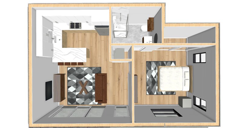 601 square foot PDF /& DWG Files 1 Bed 1 Bath House Design Plans For Sale Instant Download
