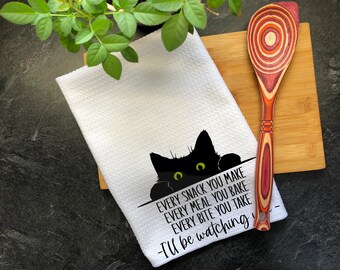 Every Bite You Take, Funny Kitchen Towel, Funny Dish Towels, Cat Kitchen Towel, Microfiber Waffle Weave, Tea Towels, Hand Towel for Cat Mom