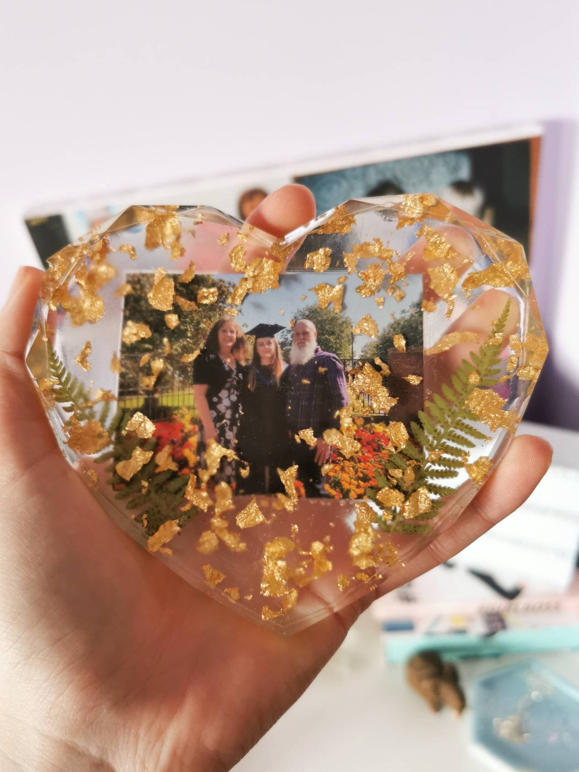Mothers Day resin heart with photograph gift Mothers Day Etsy
