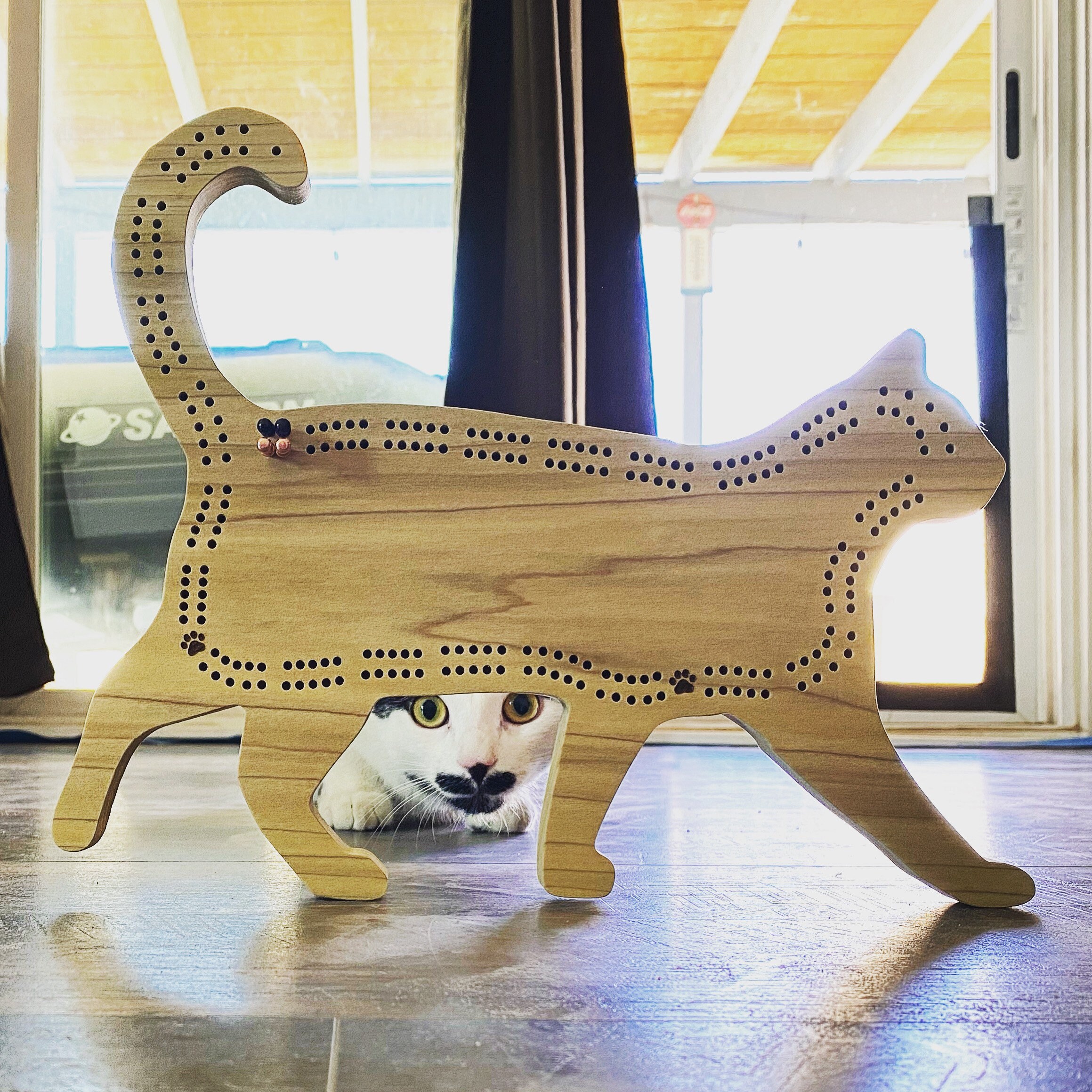 Cat Cribbage Board Etsy