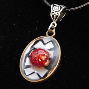 Abstract Eye Bronze & Silver Pendant, Red - Witchy Gothic Spooky Jewelry - Necklace Options