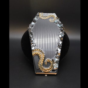 Coffin-shaped Decorative Tray - 9x5 inch - Heat Resistant Candle Holder Drip Tray - Black w/ Gold Tentacles - Home Decor