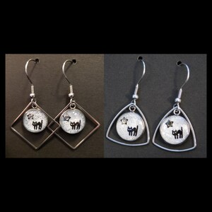 Black Cat Dangle Earrings - Silver or Yellow Moon Option - Witchy Gothic Spooky Jewelry - Gift